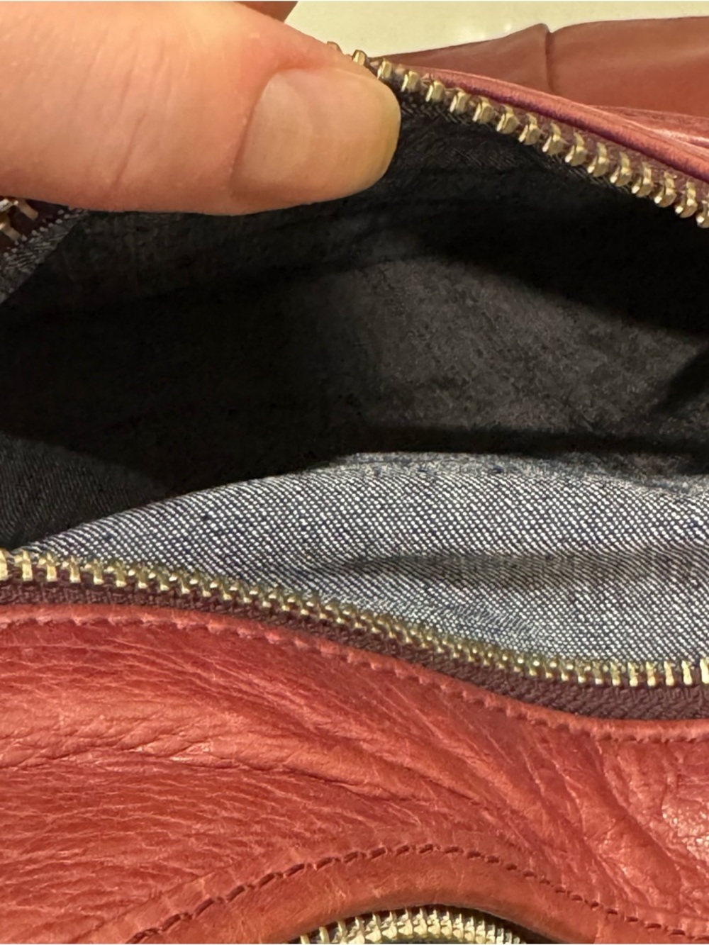 Christopher Kon Maroon Leather Hobo Bag - Pleated Slouchy Shoulder Purse - Picture 12 of 15